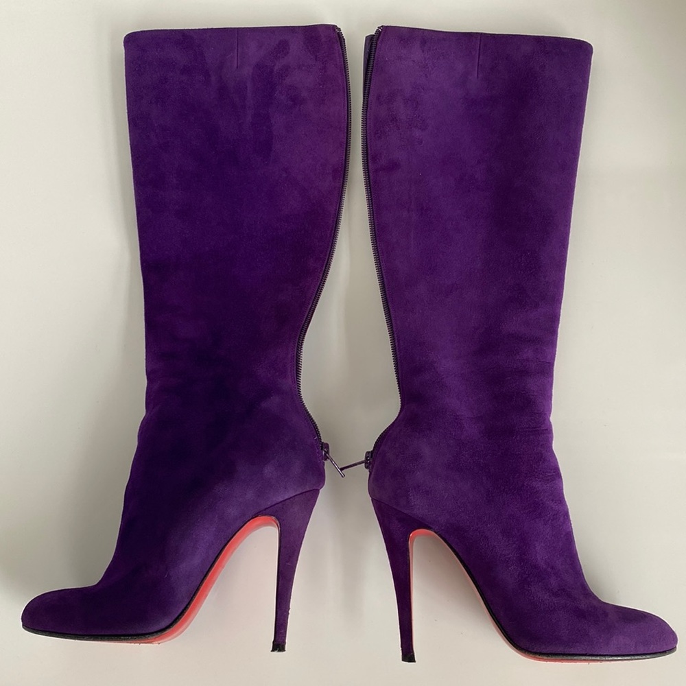 SOLD Christian Louboutin Babel 100mm Purple Suede boots size 36 - Picture 15 of 17